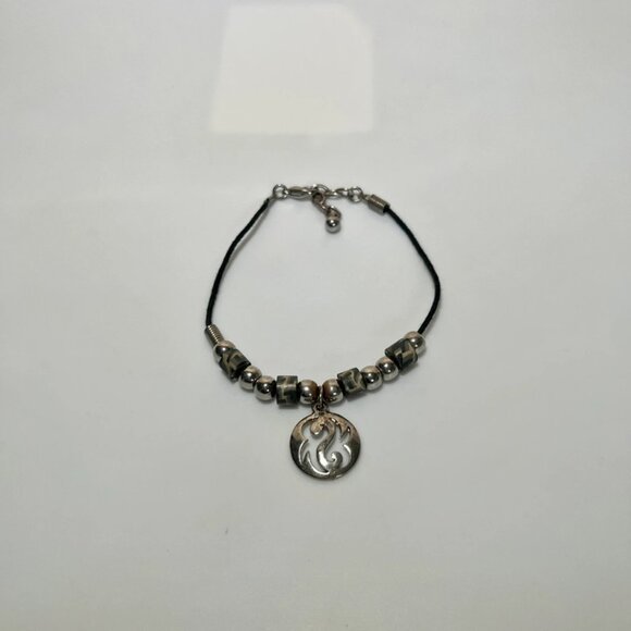 Cord Bracelet with Beads and Silver Charm - Picture 1 of 2